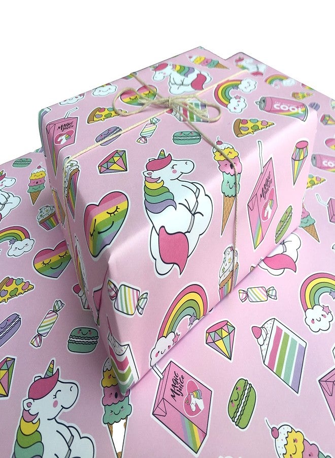 aakar Pack Of 5 Gift Wrapping Paper Sheets Kids, Gift Wraps For Kids (Pack Of 5, Unicorn,Multicolor) - Image 3